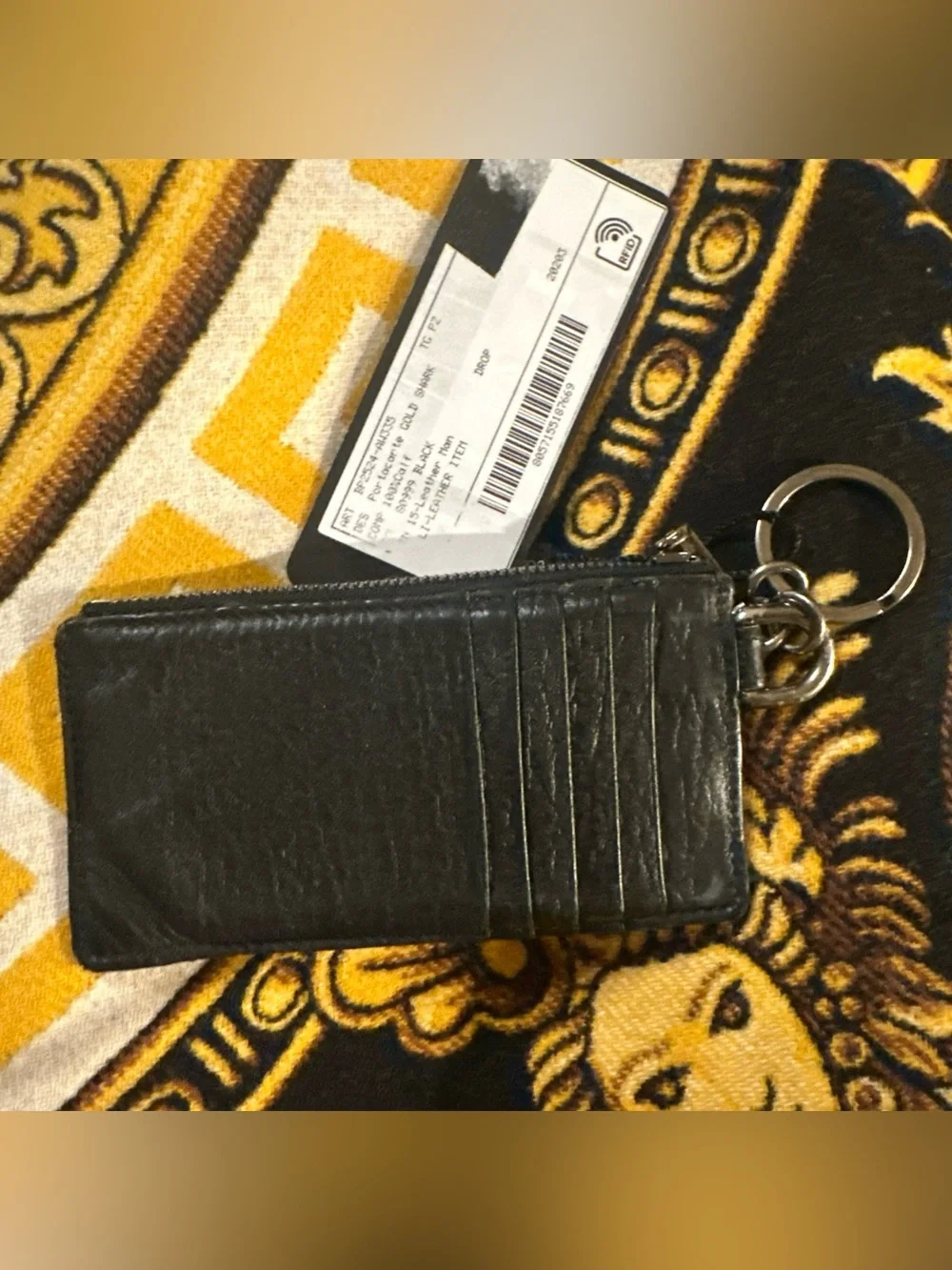 Dolce & Gabbana Black Leather Zip Card Holder with DG Emblem NWT